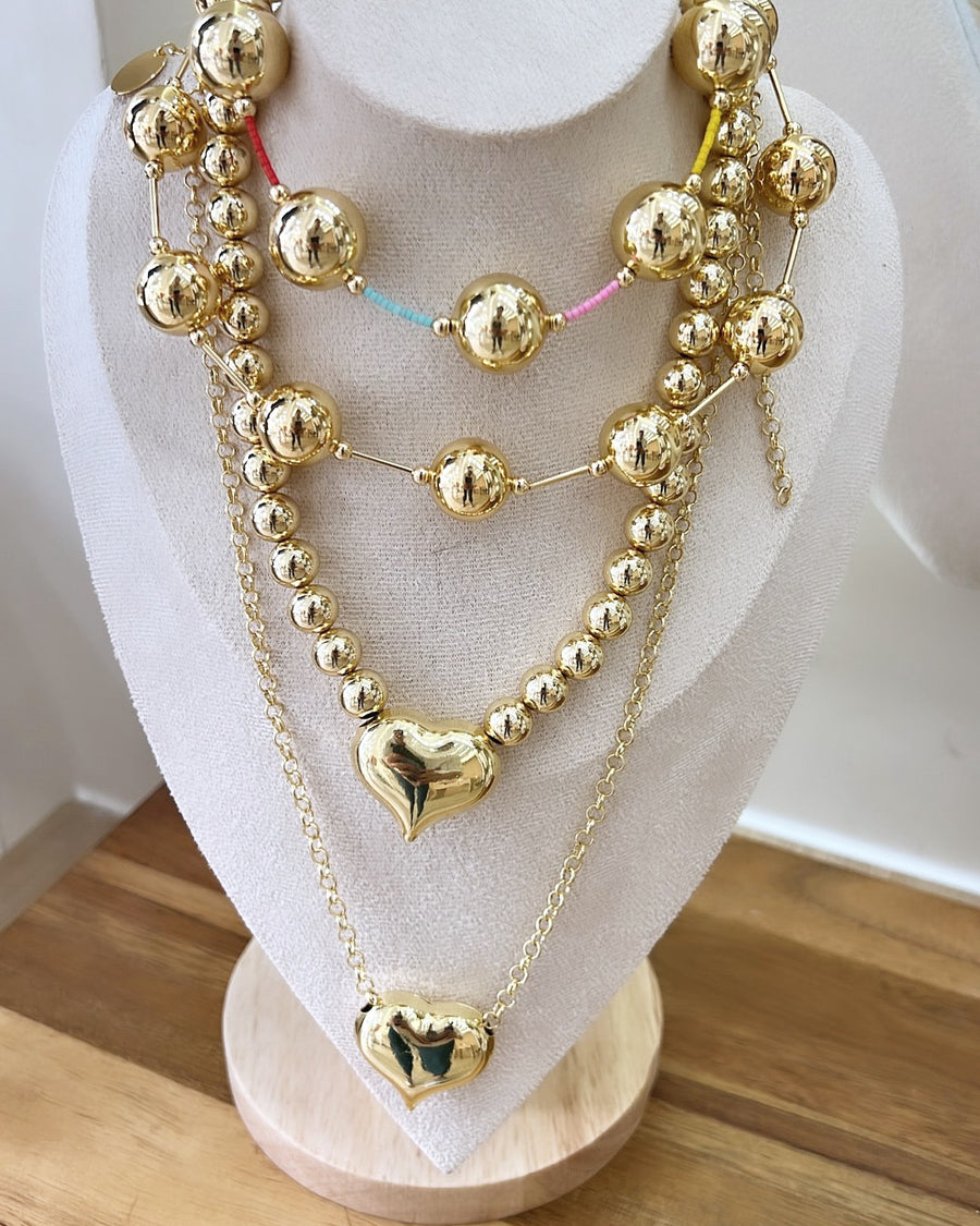 GOLDEN BALLS NECKLACE WITH COLORS BEADS