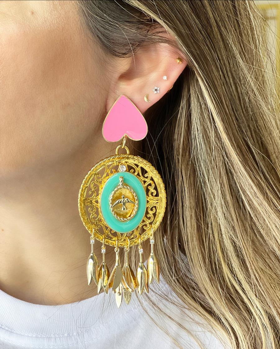 Summer pink heart Earrings