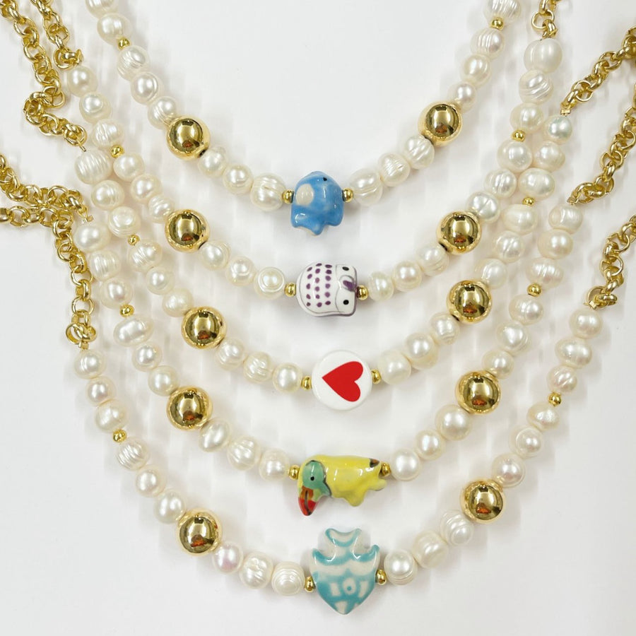 PEARLS, GOLD POINT & CHARM NECKLACES