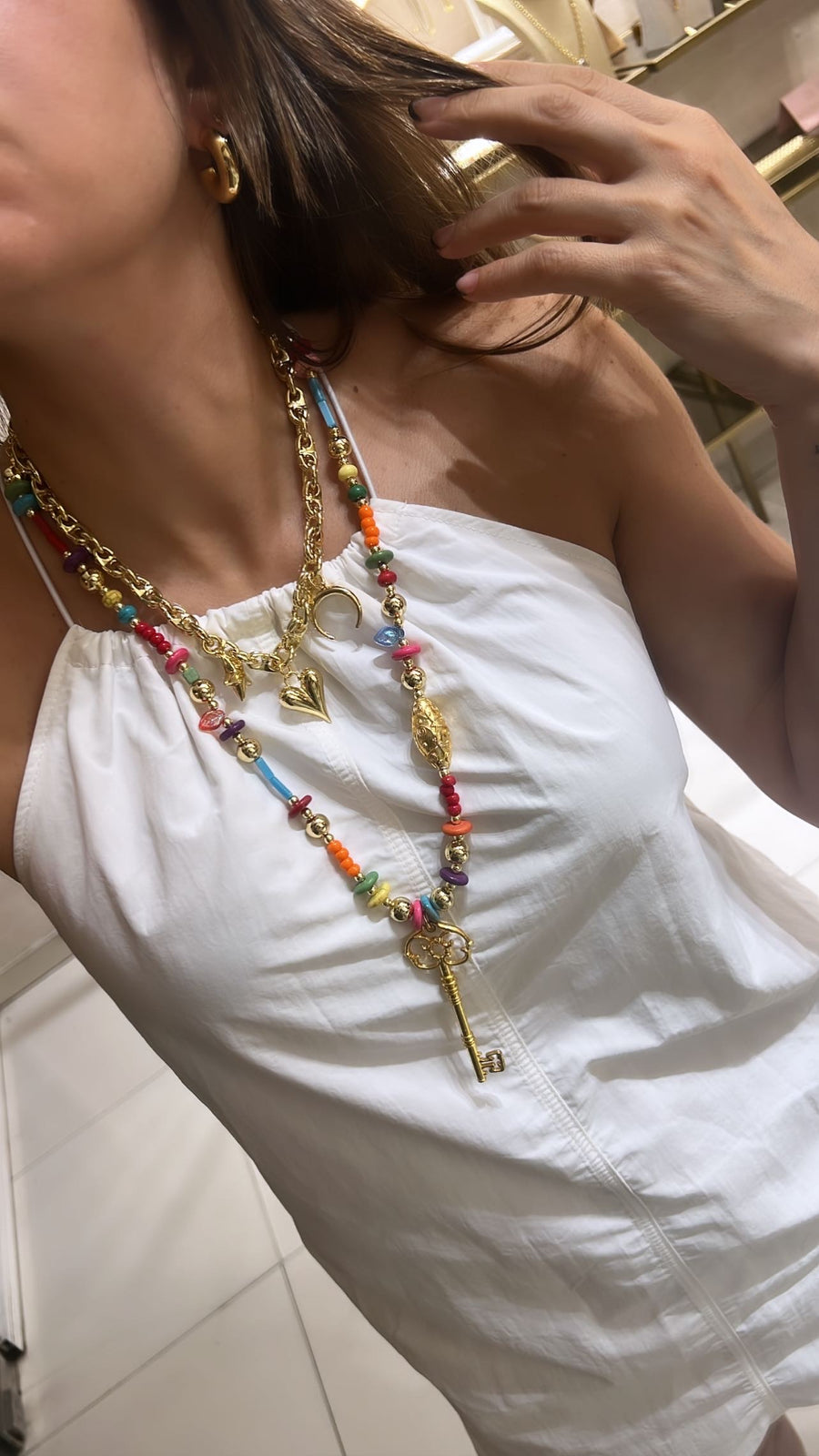 Colorful key pendant necklace